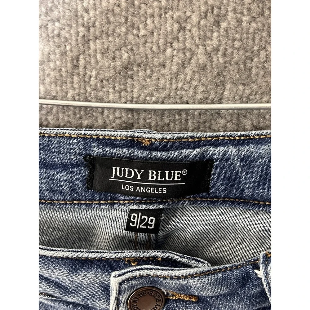 Judy Blue Relaxed Fit Jeans Juniors Size 9/29 Blue Distressed Mid Rise Stretch
